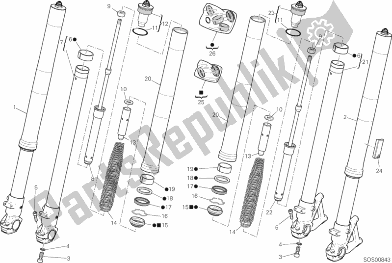 Tutte le parti per il Forcella Anteriore del Ducati Scrambler Desert Sled Thailand 803 2020